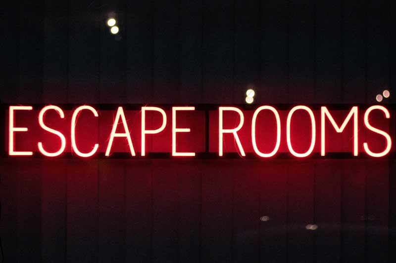 Escape room neon text